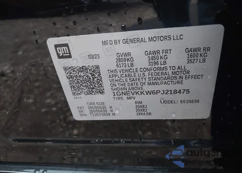 2023 Chevrolet Traverse Awd Premier from USA, damaged, VIN 1GNEVKKW6PJ218475